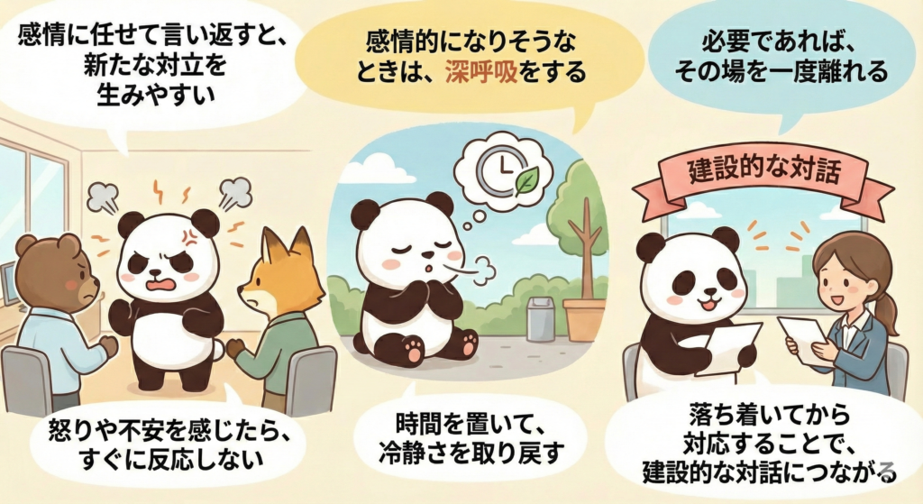 感情に任せて言い返すと、新たな対立を生みやすい