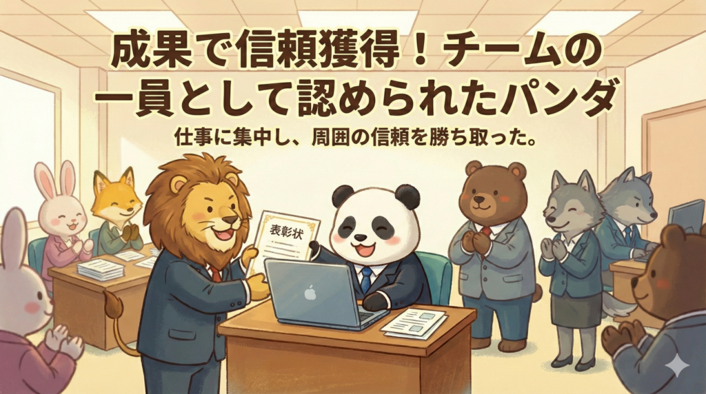 成果で信頼獲得！チームの一員として認められてたパンダ