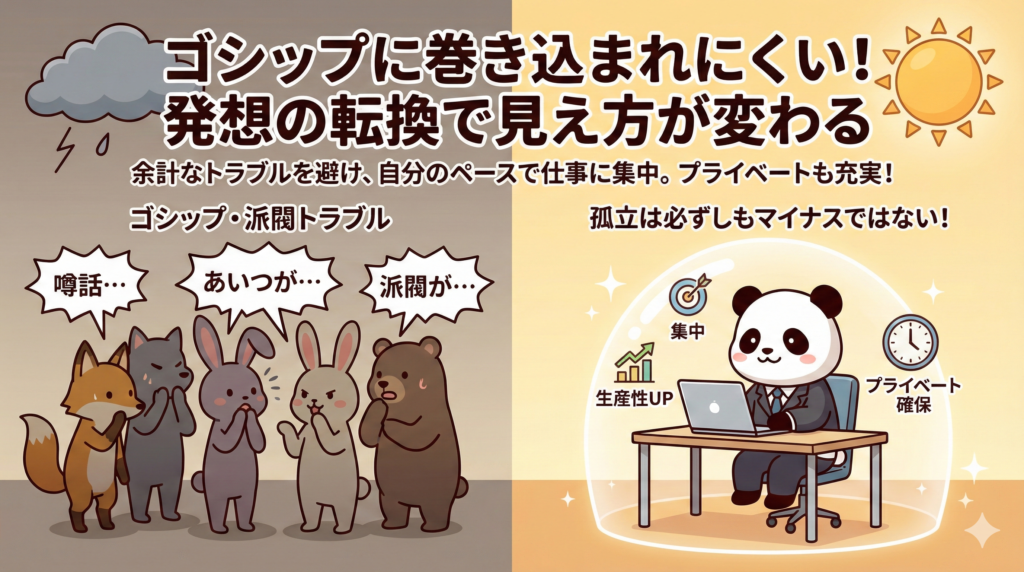 ゴシップに巻き込まれにくい
発想の転換で見え方が変わる