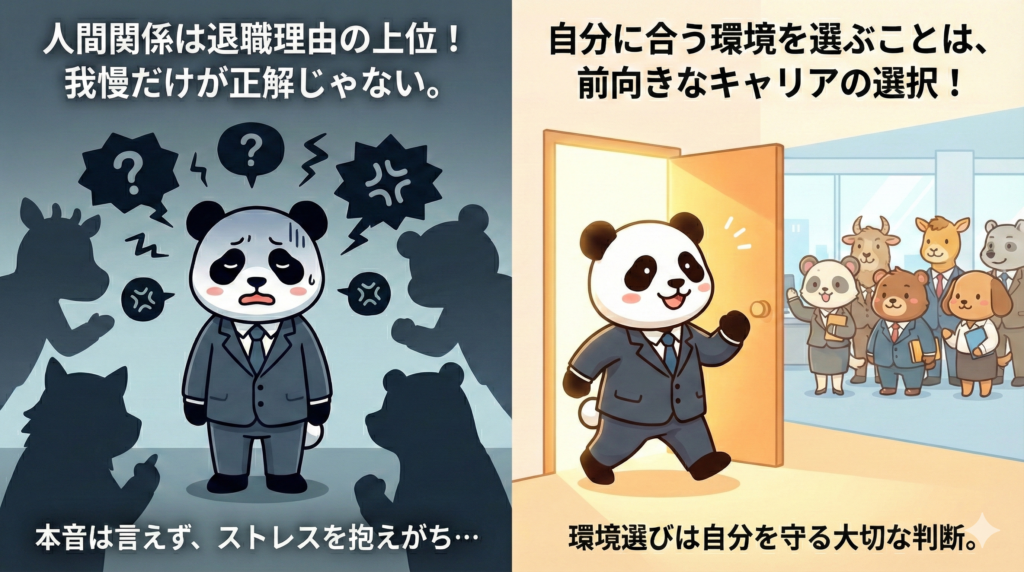 人間関係は退職理由の上位！
我慢だけが正解じゃない。