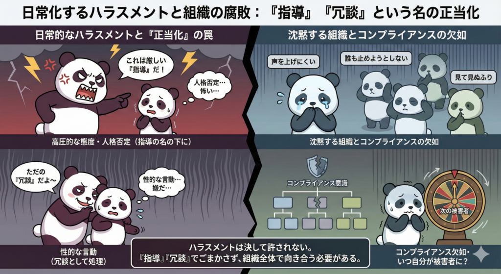 日常化するハラスメントと組織の腐敗；「指導」「冗談」という名の正当化