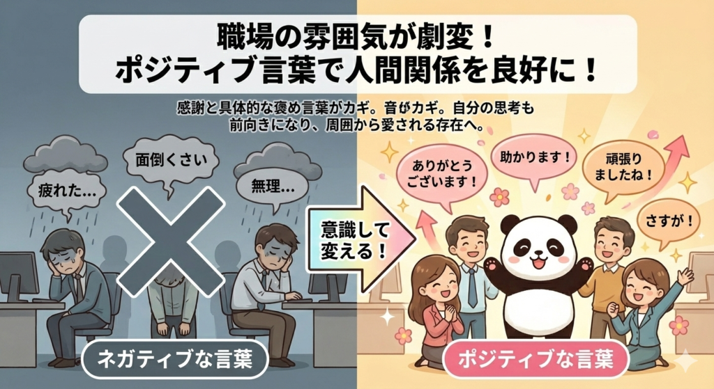 職場の雰囲気が激変！ポジティブ言葉で人間関係を良好に！
