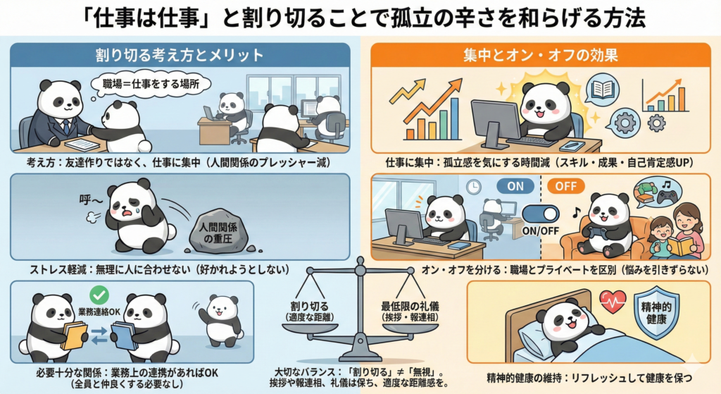 「仕事は仕事」と割り切ることで孤立の辛さを和らげる方法