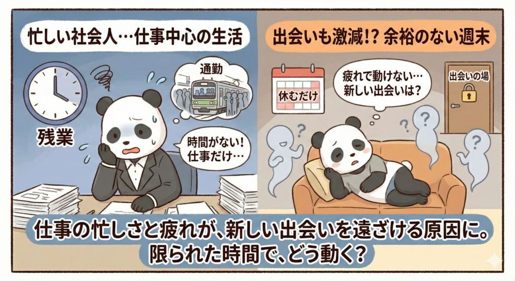 仕事の忙しさと疲れが、新しい出会いを遠ざける原因に、限られた時間でどう動く?