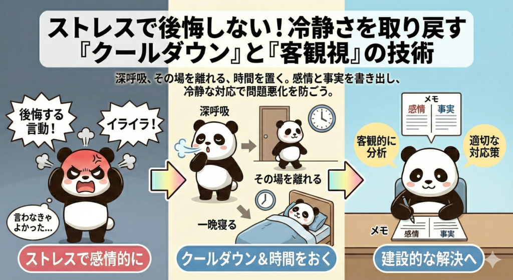 ストレスで後悔しない！冷静さを取り戻す「クールダウン」と「客観視」の技術