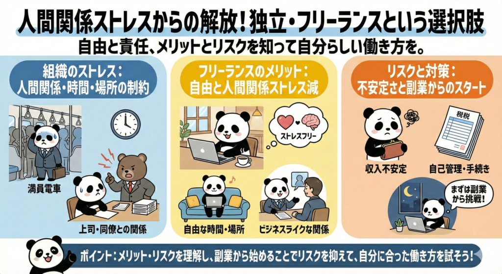 人間関係ストレスからの解放！
独立・フリーランスという選択肢