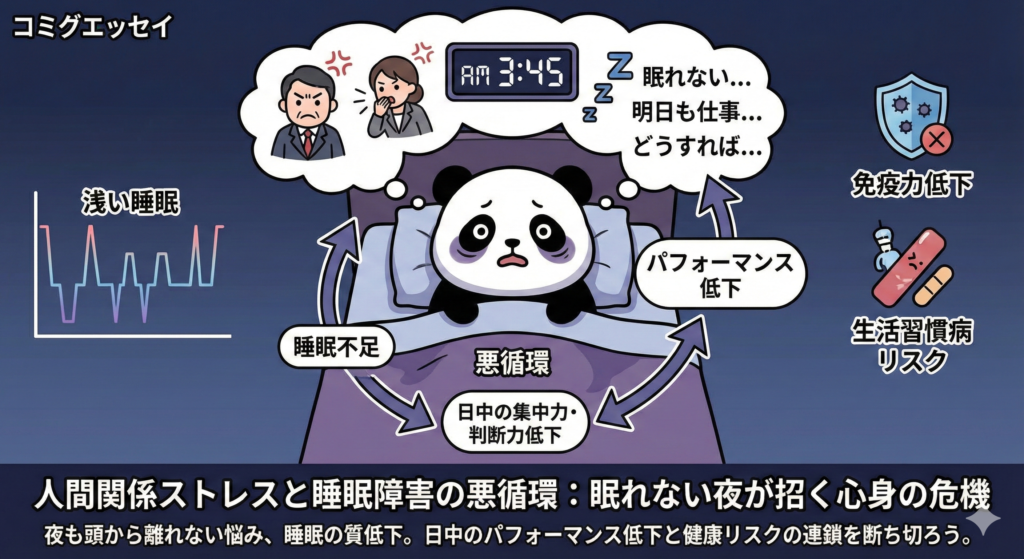人間関係ストレスと睡眠障害の悪循環：眠れない夜が招く心身の危機