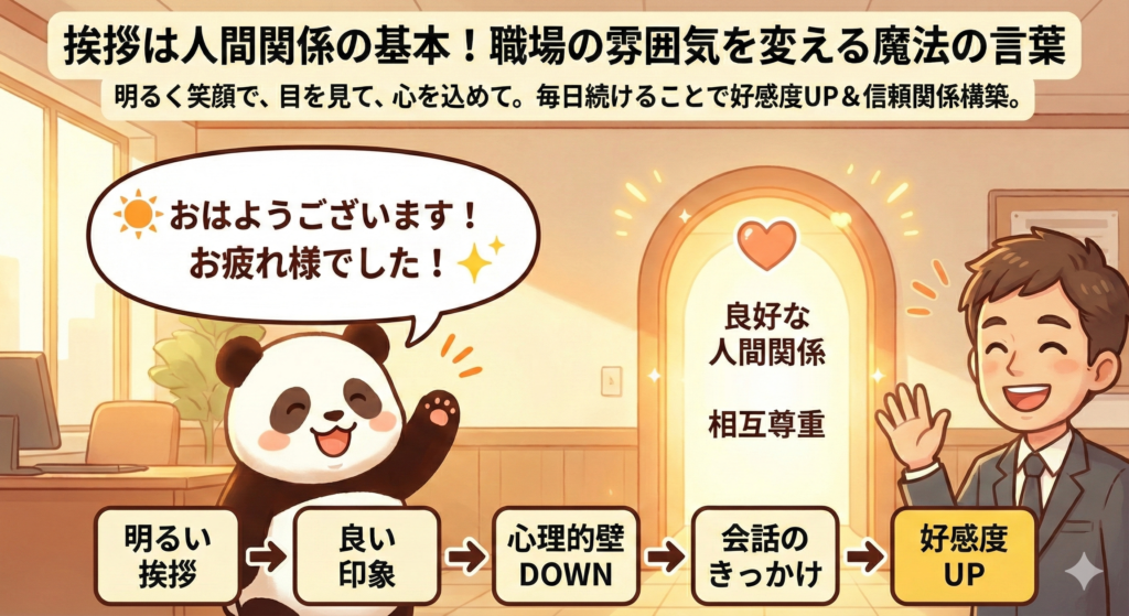 挨拶は人間関係の基本！職場の雰囲気を変える魔法の言葉